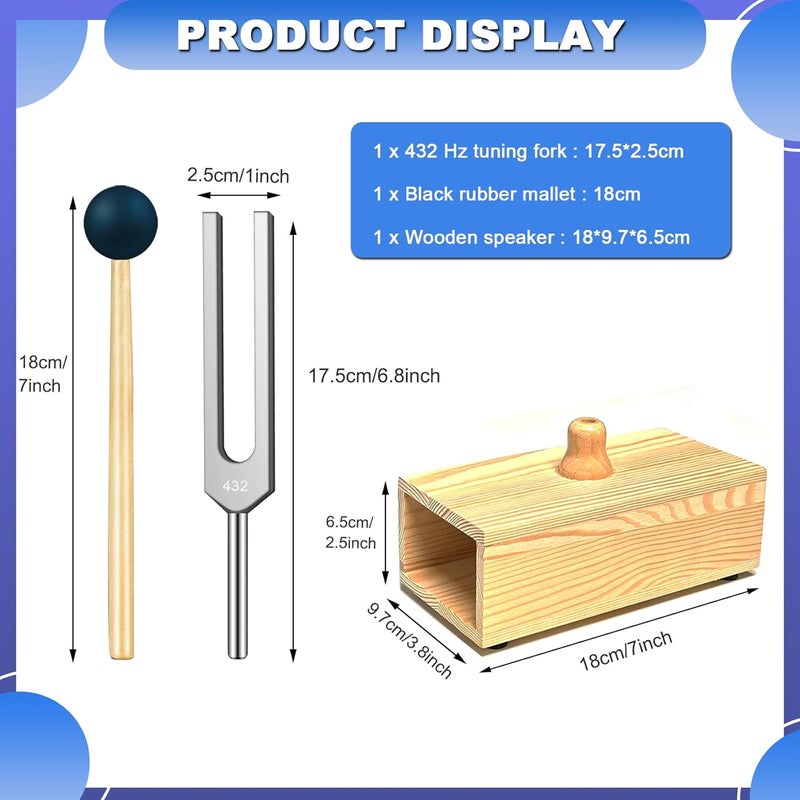 Tenfly 432 Hz Tuning Fork Paired with Elegant Wooden Resonator for Ultimate Meditation Experience - Image 2